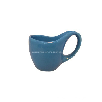 Novelty Ceramic Blue Tea Cup with Special Handle